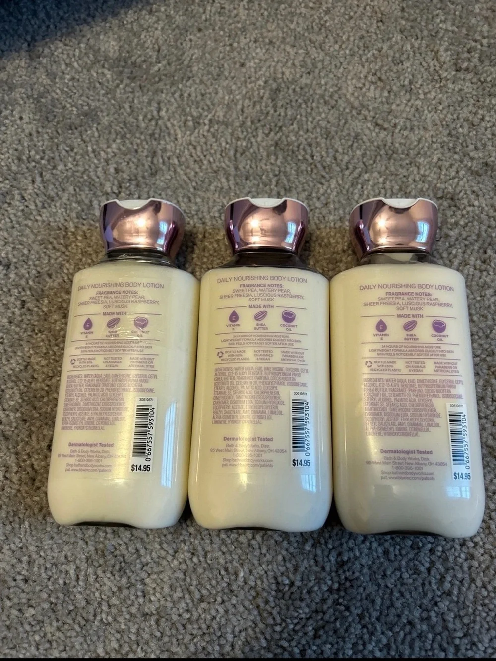 Bundle of 3 Bath & Body Works Sweet Pea Daily Nourishing Body Lotion - Picture 2 of 2